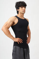 Essential Ribbed Tank Black