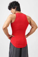 Essential Ribbed Tank Red